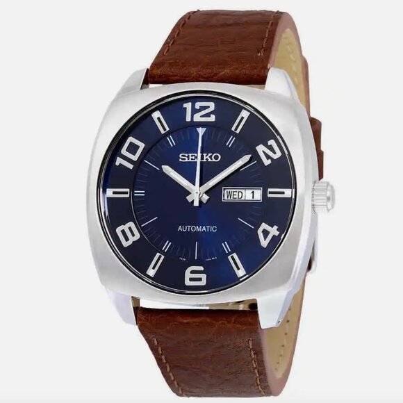 Seiko Automatic Blue Dial Brown Leather Men's Watch